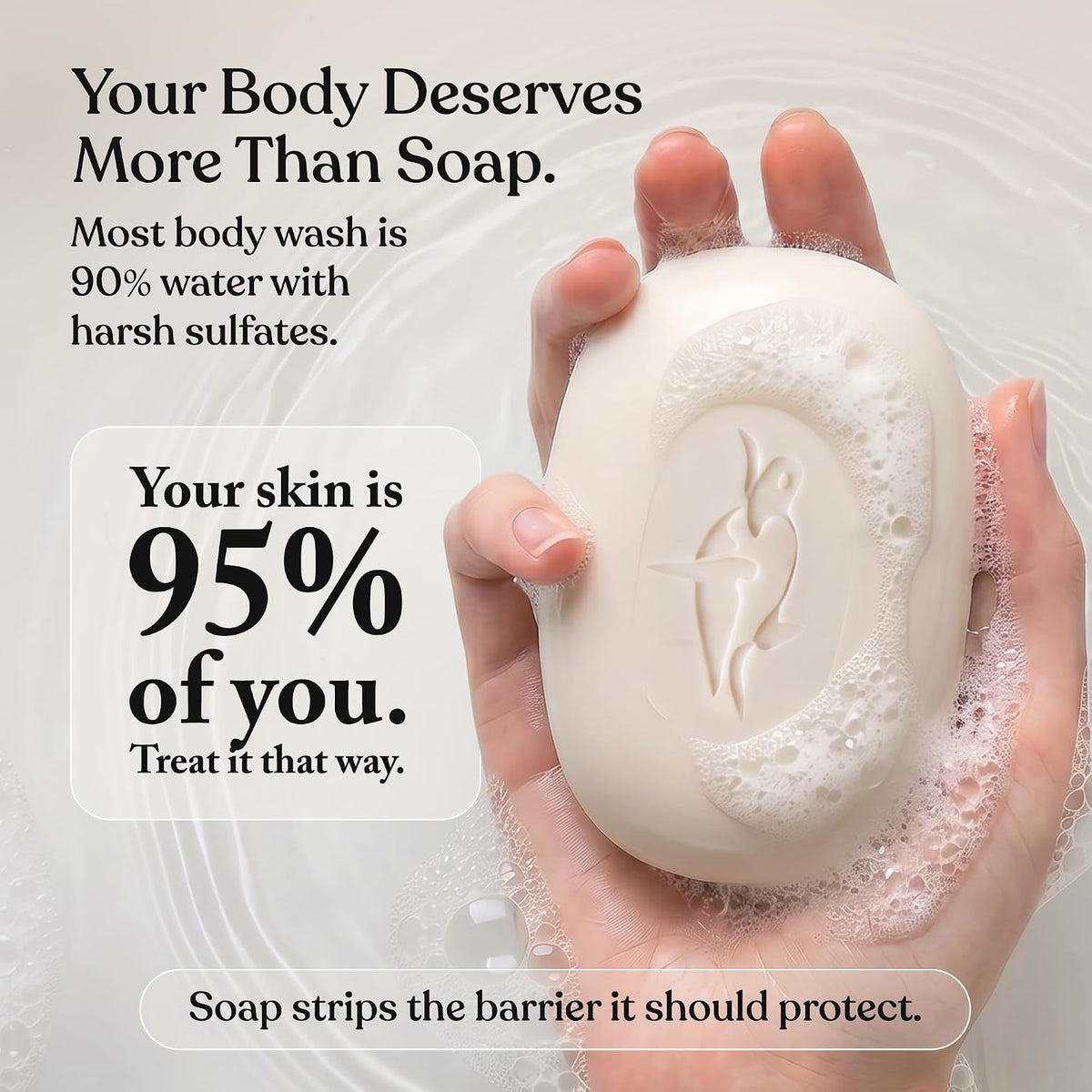 Elliqua No.4 Sensitive Soap-Free Triple Moisture Body Bar, 4.2oz - 1-Pack